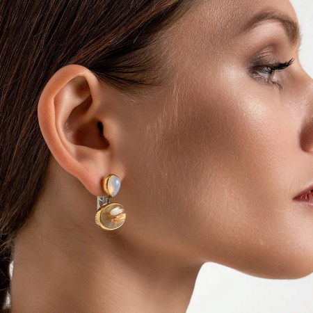 Серебряные серьги «Дуэт» с опалом