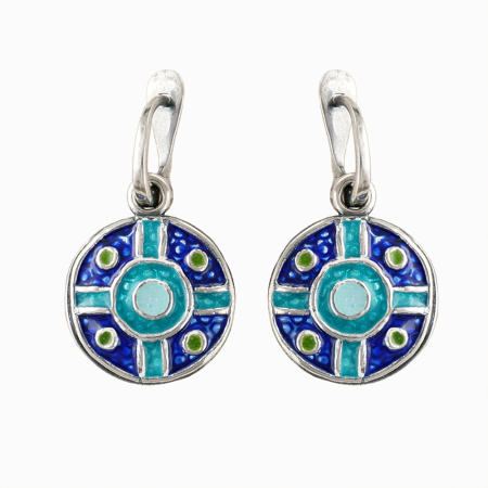 Серебряные серьги с эмалью «Синие»