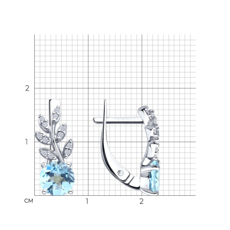 Серьги из серебра с топазами и фианитами
