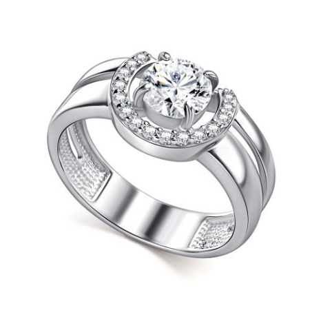 Серебряное кольцо с горным хрусталем и фианитами