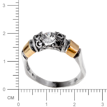 Серебряное кольцо золото и фианит