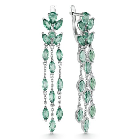 Серьги из серебра с празиолитом