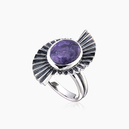 Кольцо из серебра с камнем чароит