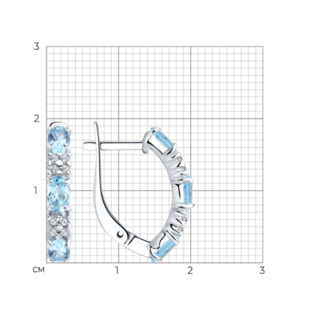 Серебряные серьги с топазами и фианитами
