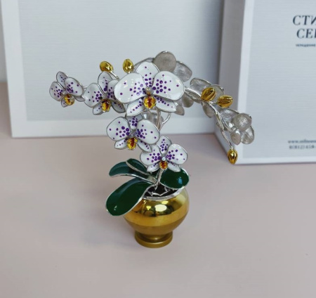 Сувенир «Орхидея» серебро и эмаль