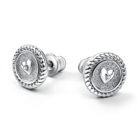 Серьги из серебра с фианитами «Сердце»
