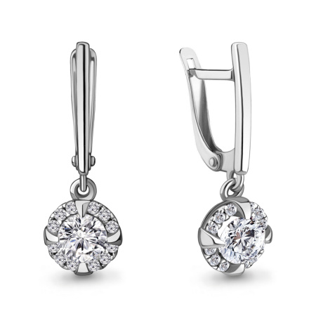 Серьги из серебра с фианитами
