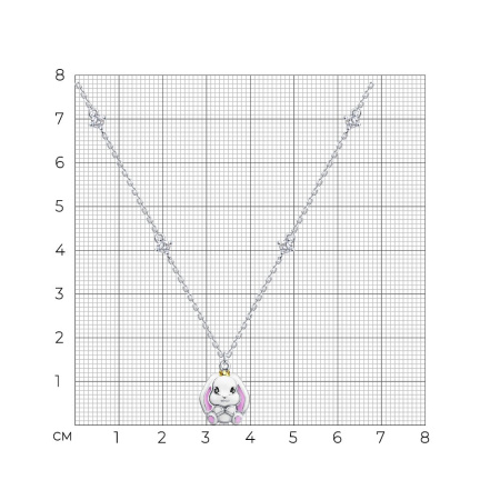 Колье из серебра с фианитами и эмалью «Зайка»