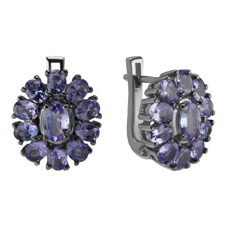 Серьги из серебра с танзанитом