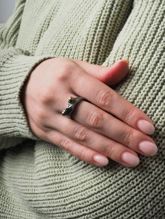 Серебряное кольцо «Лягушка» с позолотой