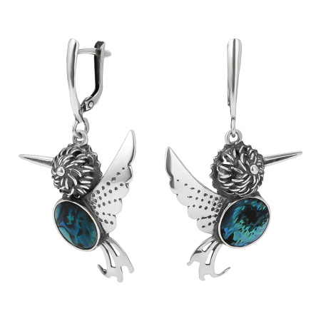 Серьги из серебра с перламутром «Птичка»