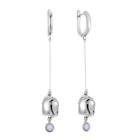 Серебряные серьги с ситаллом и цирконием