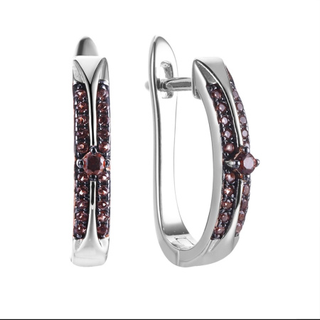 Серьги из серебра с фианитами «Brown»