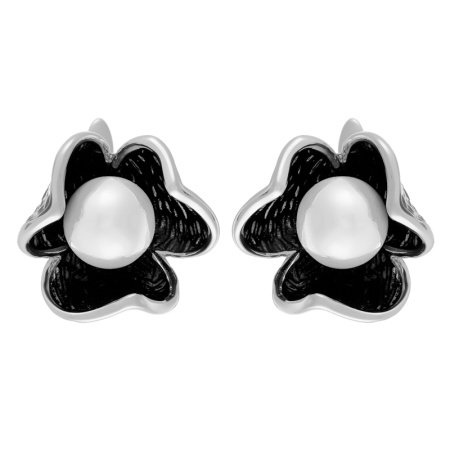 Серьги из серебра с жемчугом «Цветок»