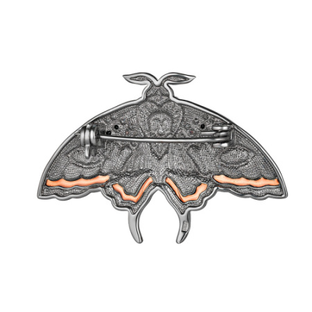 Серебряная брошь с фианитами и эмалью «Бражник мотылек»