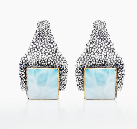 Серьги из серебра с ларимаром