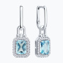 Серьги из серебра с топазом и фианитами