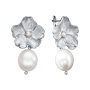 Серебряные серьги с жемчугом «Цветок»
