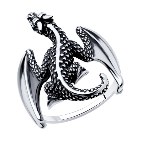 Кольцо из серебра «Дракон»