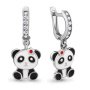 Серебряные серьги с эмалью «Панда»
