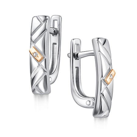 Серьги из серебра с позолотой и бриллиантами