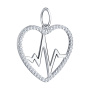 Подвеска из серебра в форме сердца с фианитами