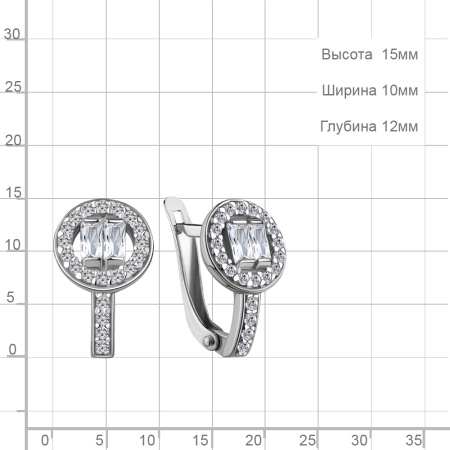Серьги из серебра с фианитами