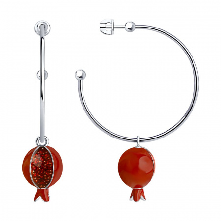 Серьги из серебра с эмалью и фианитами