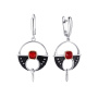 Серьги из серебра с ситаллом и фианитами