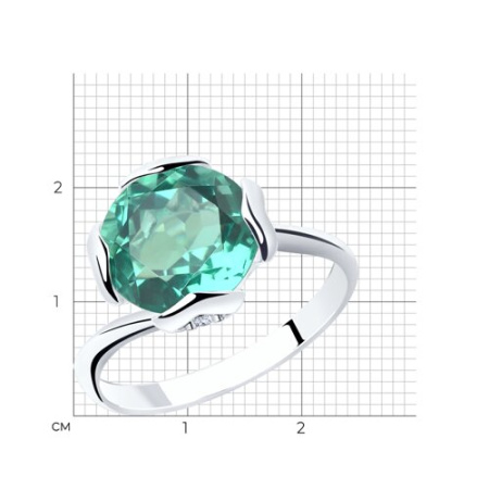 Серебряное кольцо с синтетическим кварцем и фианитами