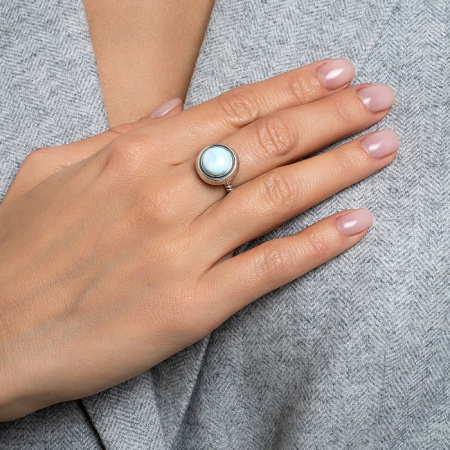 Кольцо из серебра с камнем ларимар