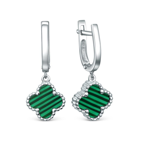 Серьги из серебра с малахитом