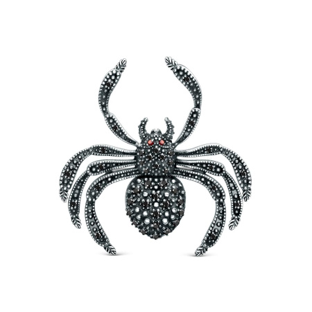 Серебряная брошь с фианитами «Паук»