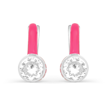 Серьги из серебра с фианитом и светоотражающей эмалью