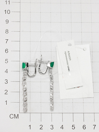 Серебряные серьги с агатом и фианитами