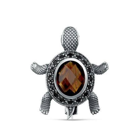 Брошь из серебра с фианитом «Черепаха»