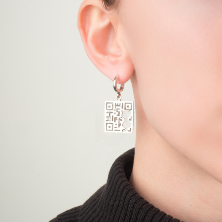 Серьги из серебра «QR-кот»