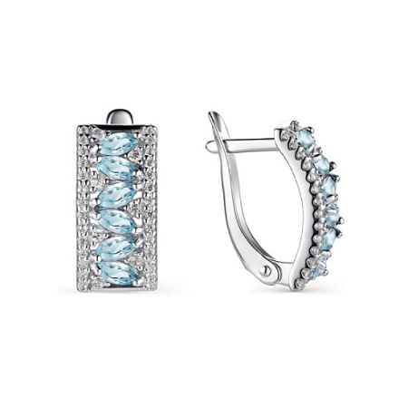 Серьги из серебра с топазами и фианитами