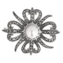 Серебряная брошь Alexandre Vassiliev с марказитами Swarovski, фианитами и жемчугом
