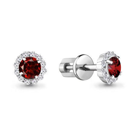 Серебряные серьги с гранатом и фианитами