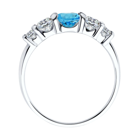 Кольцо из серебра с топазом и фианитами