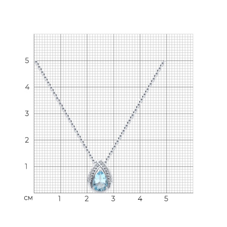 Колье из серебра с топазом и фианитами
