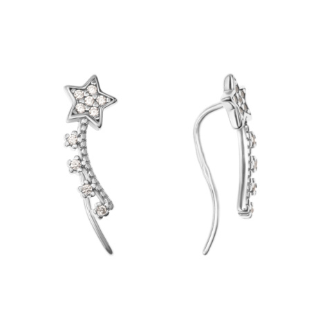 Серьги клаймберы из серебра с фианитами