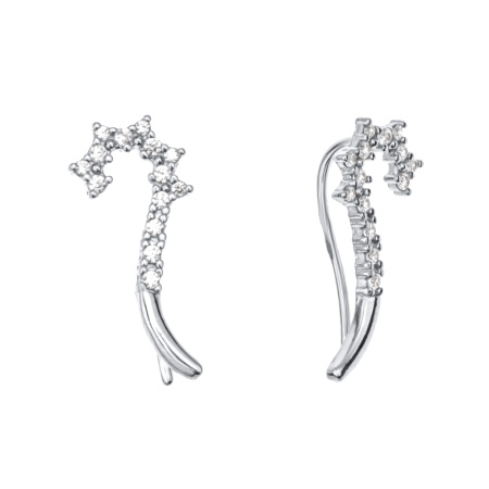 Серебряные серьги клаймберы с фианитами