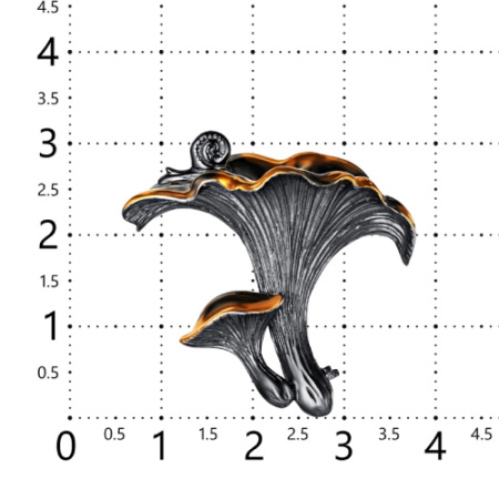 Серебряная брошь «Грибы Лисички - Сестрички»