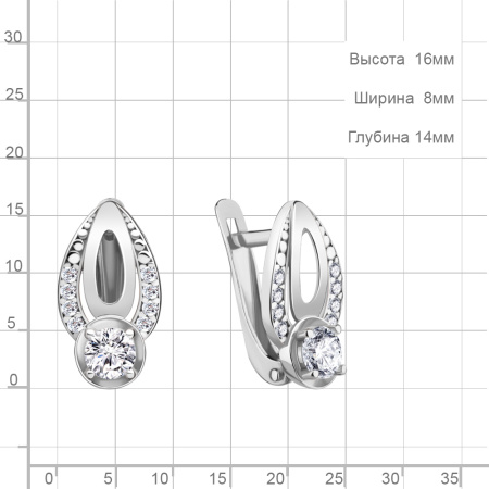 Серьги из серебра с фианитами