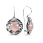 Серебряные серьги с розовым кварцем и фианитами