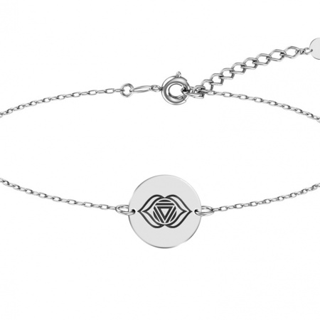 Серебряный браслет-чакра третьего глаза с чёрной эмалью