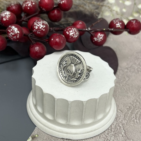 Кольцо перстень крупное Чертополох серебряное