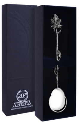 Серебряная чайная ложка «Виноград» с чернением